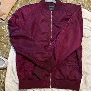 Men's Burgundy Bomber Jacket